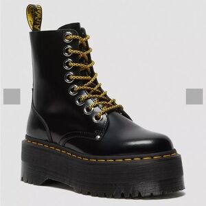 Dr. Martens Black Platform Jadon Max Combat Boots with White Laces